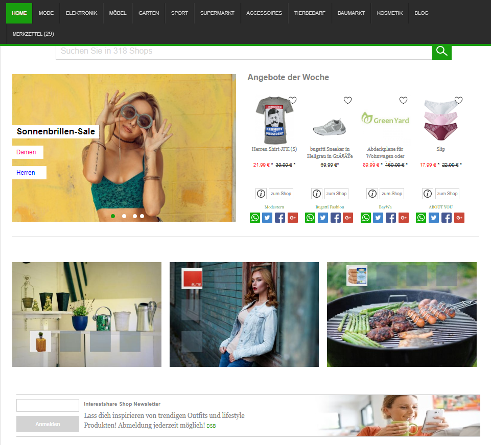 Online-Project for Sale | Shopping & Lifestyle Portal www.interestshare.de - Preisvergleich